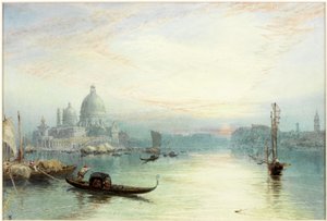 ヴェネツィアの大運河への入り口（紙に水彩） 作： Myles Birket Foster